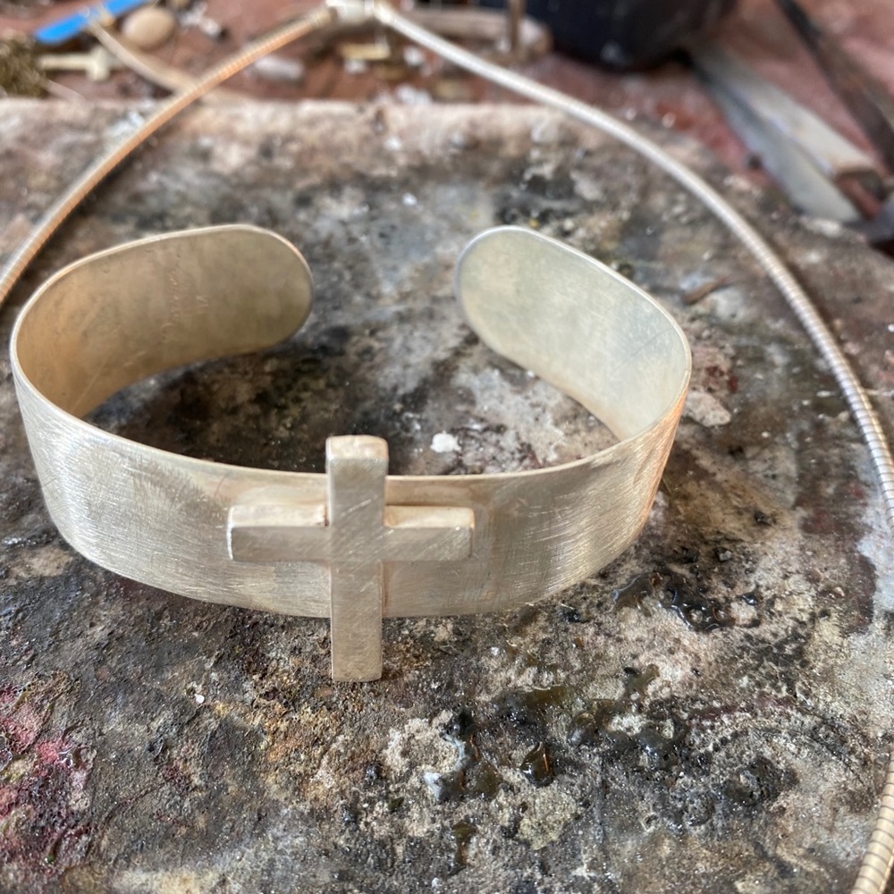 One of my signature sterling cross cuff bracelet - Picture 3 of 8